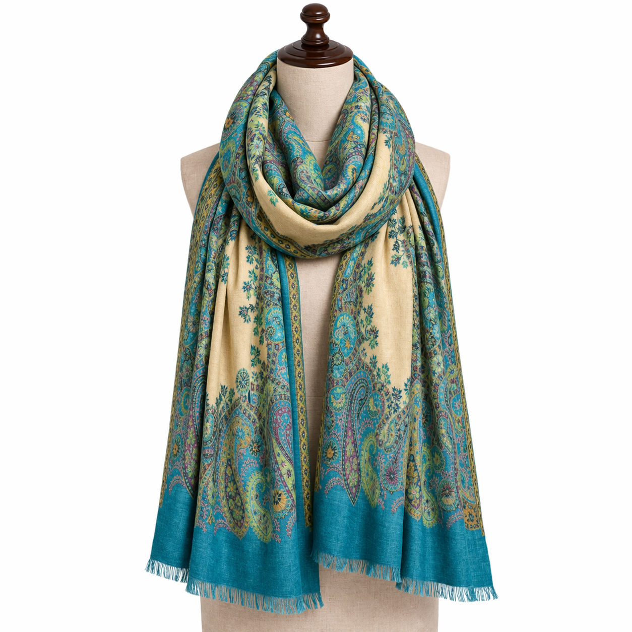 Teal Blue Kani Shawl